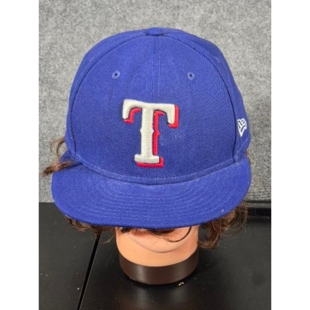 New Era 59FIFTY Texas Rangers Fitted Hat 7 5/8 Royal Blue MLB On-Field Cap Sport